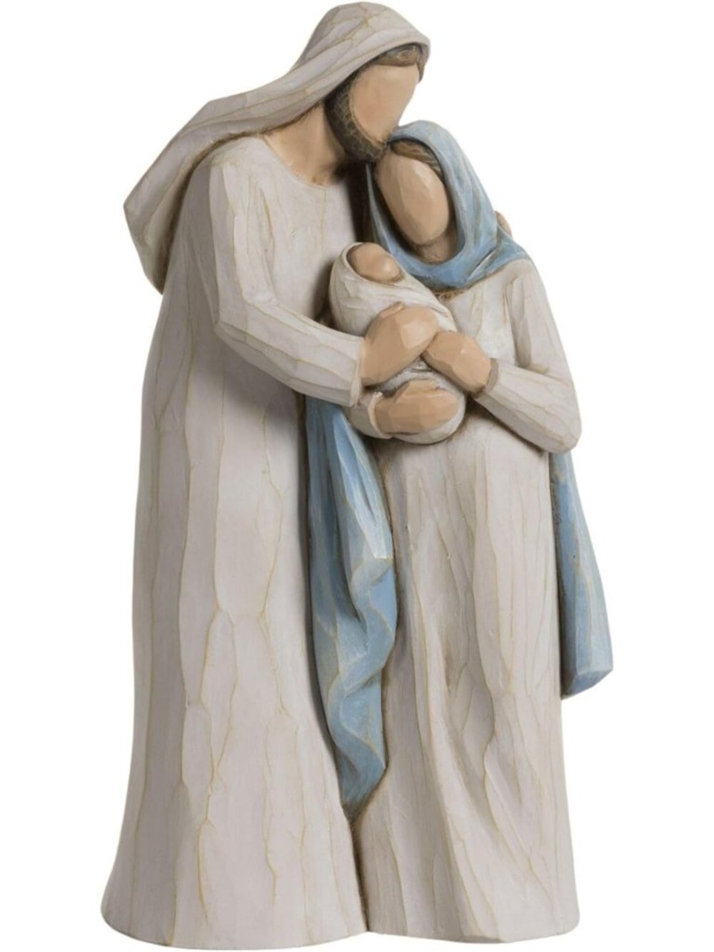 10-Inch Modern Nativity Scene Figurine - Elegant Wood Carving in Morandi Tones